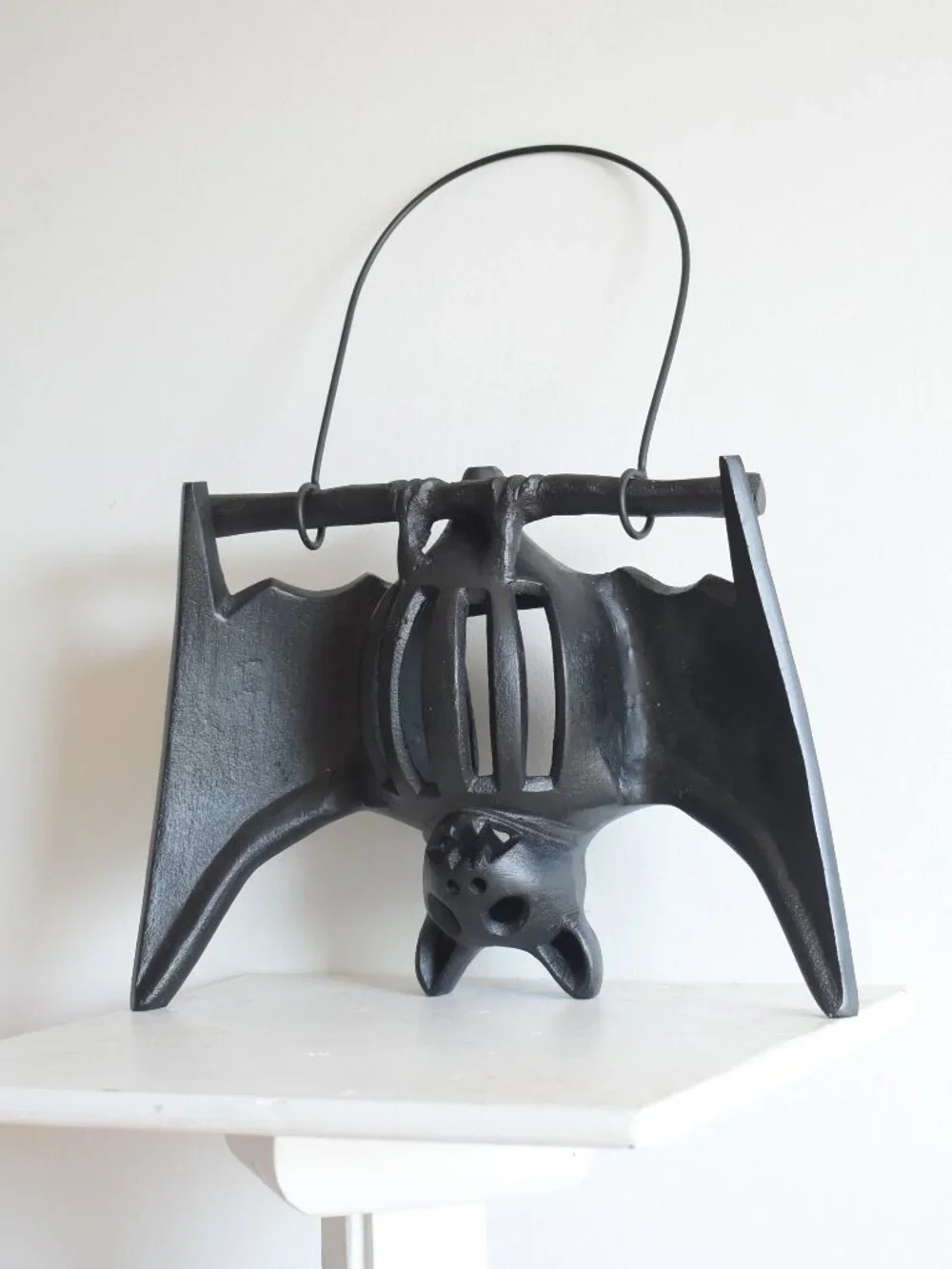 Pottery Barn RARE Vintage Gothic Cast Iron Bat Candle Holder Halloween Decor HTF
